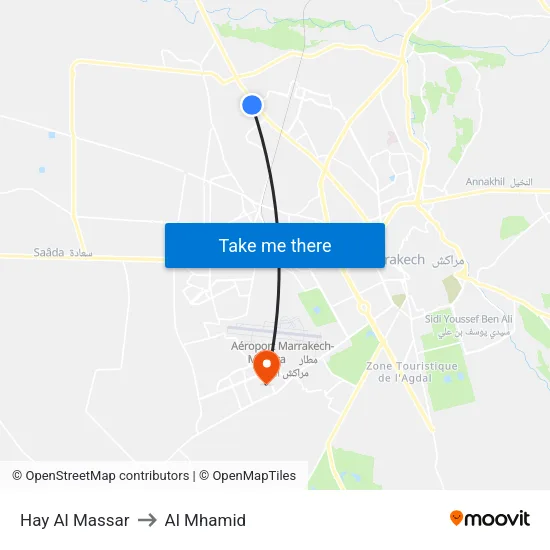Hay Al Massar to Al Mhamid map