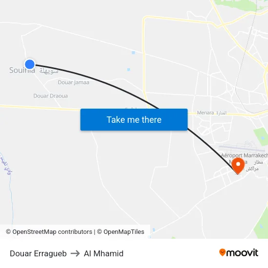 Douar Erragueb to Al Mhamid map