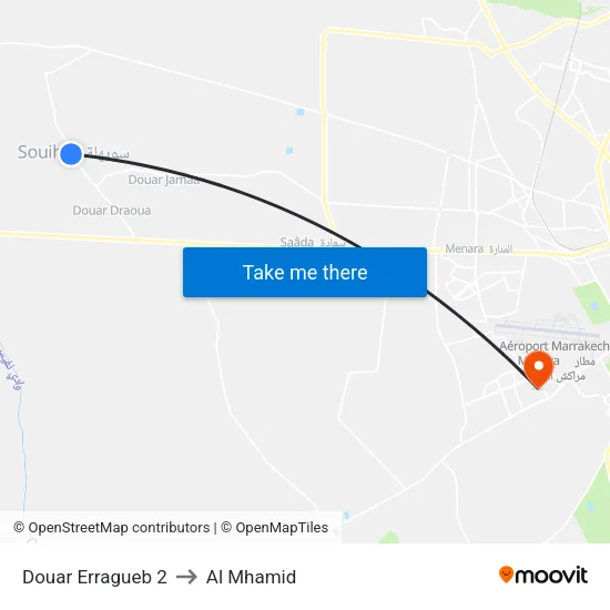 Erragueb Village 2 to Al Mhamid map