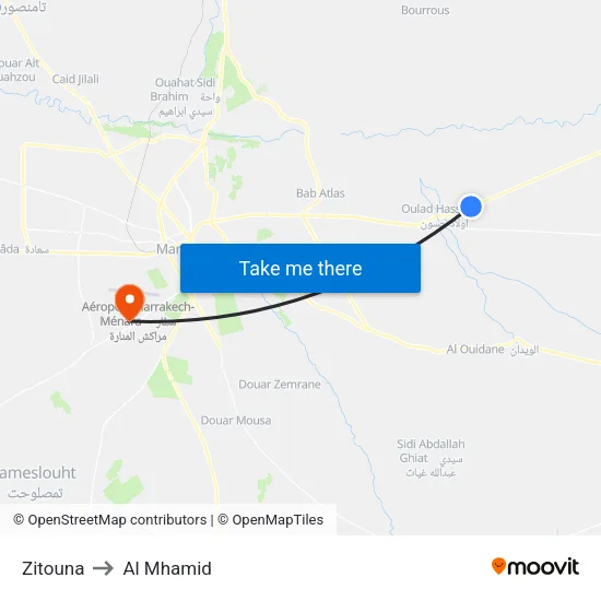 Zitouna to Al Mhamid map