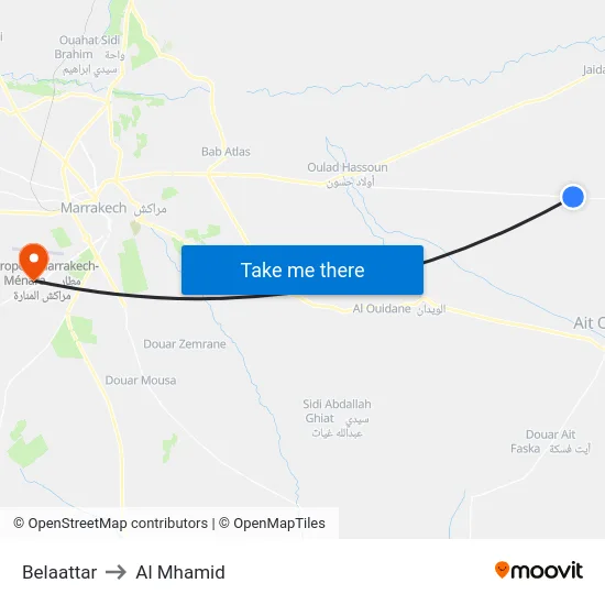 Belaattar to Al Mhamid map