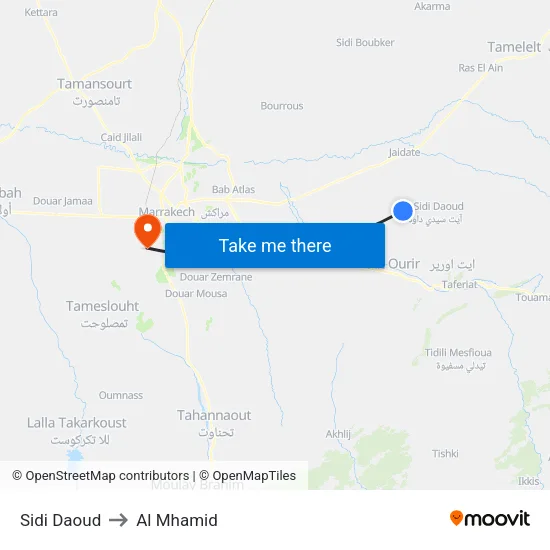 Sidi Daoud to Al Mhamid map