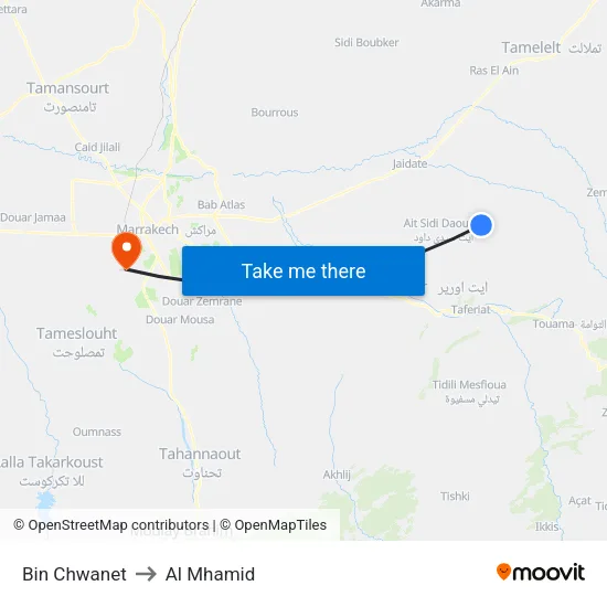 Bin Chwanet to Al Mhamid map