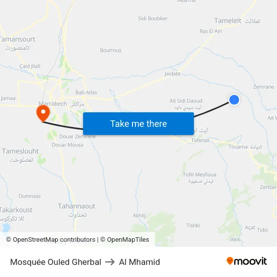 Mosquée Ouled Gherbal to Al Mhamid map