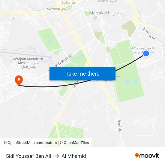 Sidi Youssef Ben Ali to Al Mhamid map