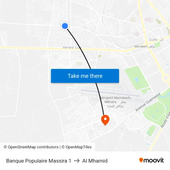 Banque Populaire Massira 1 to Al Mhamid map