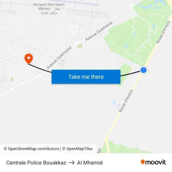 Centrale Police Bouakkaz to Al Mhamid map