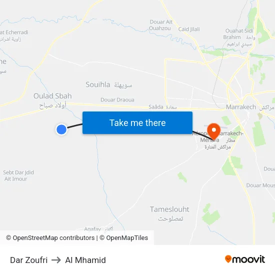 Dar Zoufri to Al Mhamid map