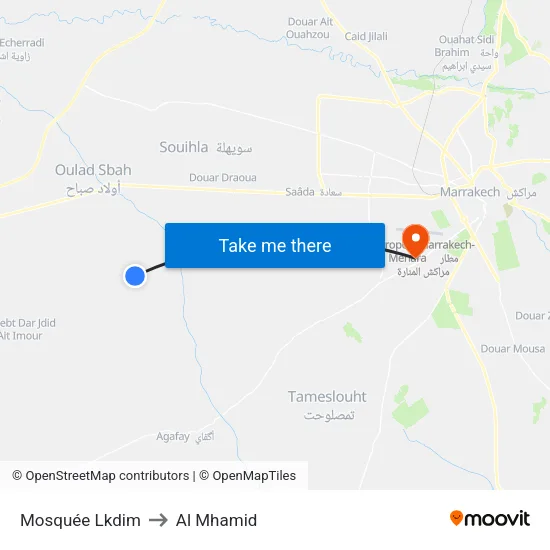 Mosquée Lkdim to Al Mhamid map