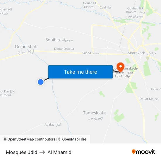 New Mosque to Al Mhamid map