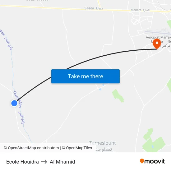Ecole Houidra to Al Mhamid map