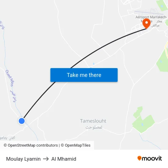 Moulay Lyamin to Al Mhamid map