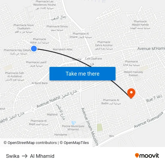 Swika to Al Mhamid map