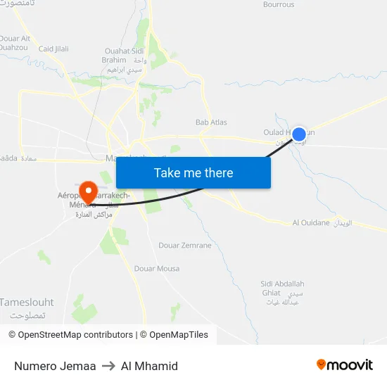 Numero Jemaa to Al Mhamid map