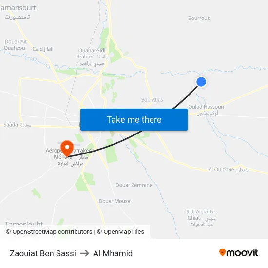 Zaouiat Ben Sassi to Al Mhamid map