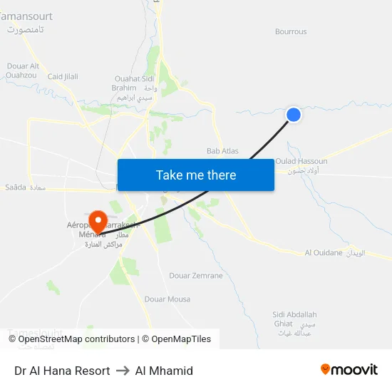 Dr Al Hana Resort to Al Mhamid map