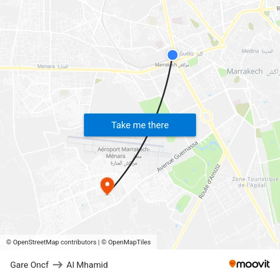 Gare Oncf to Al Mhamid map