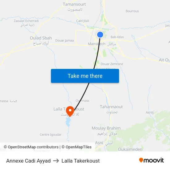 Annexe Cadi Ayyad to Lalla Takerkoust map