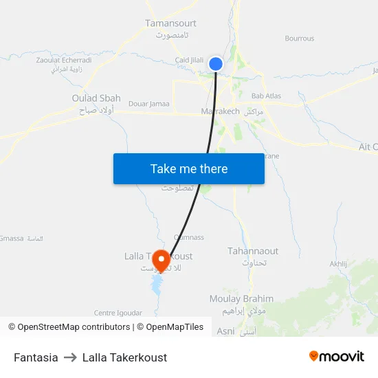 Fantasia to Lalla Takerkoust map