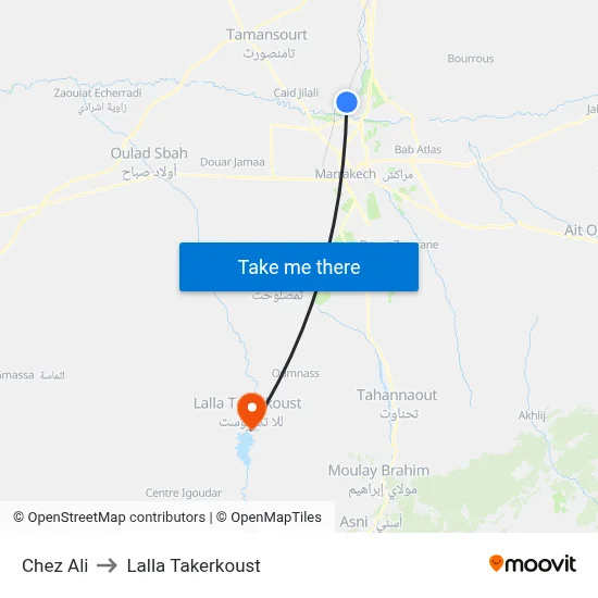 Chez Ali to Lalla Takerkoust map