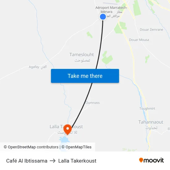 Café Al Ibtissama to Lalla Takerkoust map