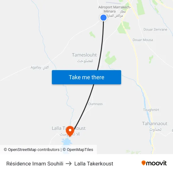 Résidence Imam Souhili to Lalla Takerkoust map