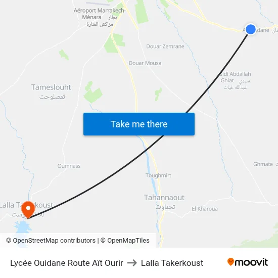 Lycée Ouidane Route Aït Ourir to Lalla Takerkoust map