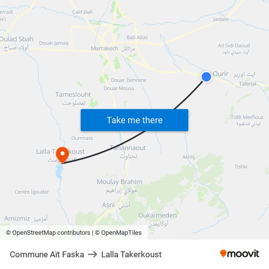 Commune Aït Faska to Lalla Takerkoust map