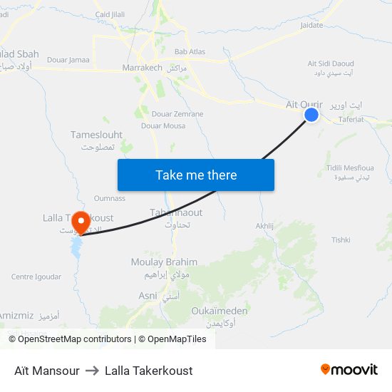 Aït Mansour to Lalla Takerkoust map