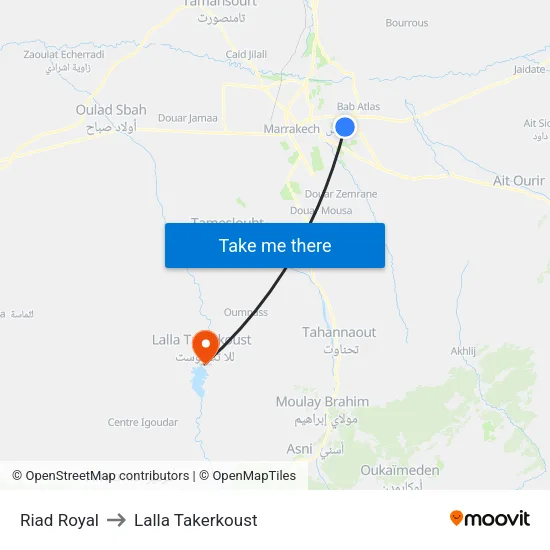 Riad Royal to Lalla Takerkoust map