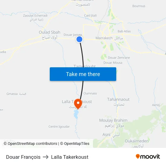 Douar François to Lalla Takerkoust map