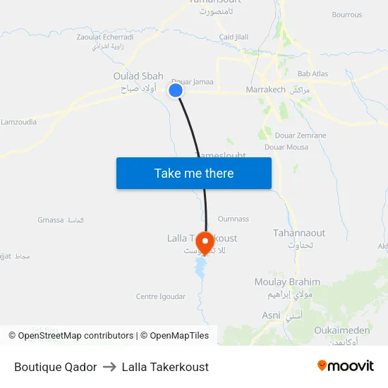 Boutique Qador to Lalla Takerkoust map
