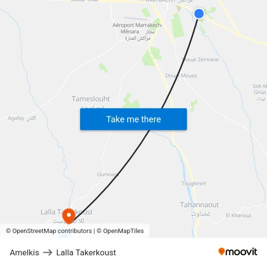 Amelkis to Lalla Takerkoust map