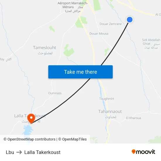 Lbu to Lalla Takerkoust map