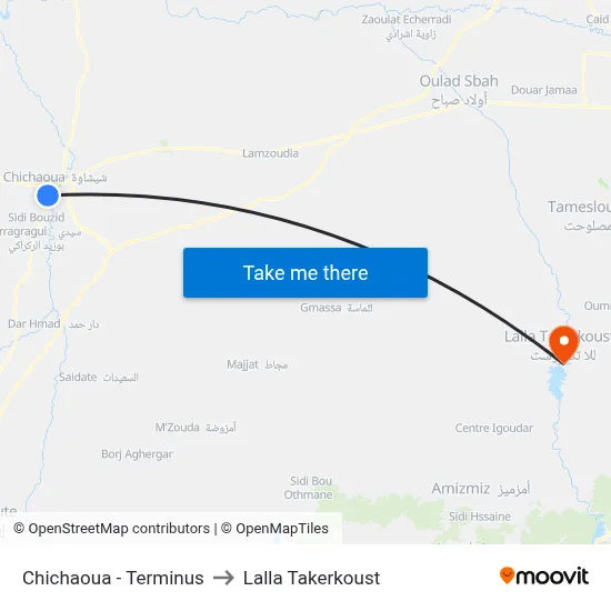 Chichaoua - Terminus to Lalla Takerkoust map
