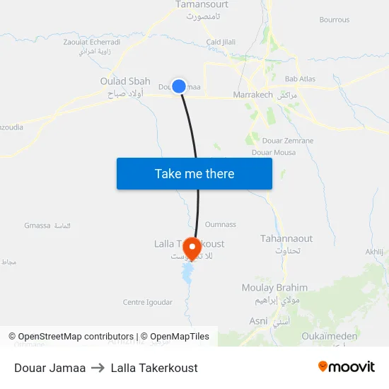 Douar Jamaa to Lalla Takerkoust map