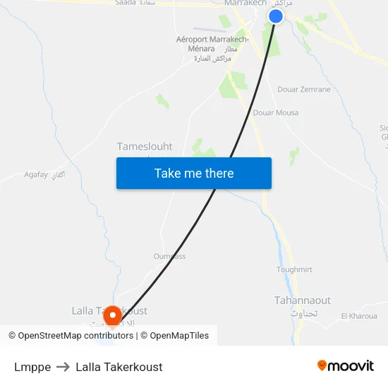 Lmppe to Lalla Takerkoust map