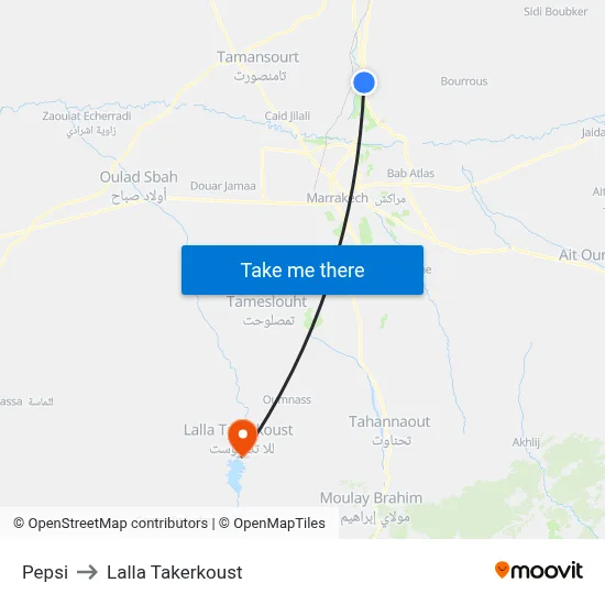 Pepsi to Lalla Takerkoust map