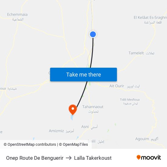 Onep Route De Benguerir to Lalla Takerkoust map