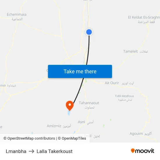Lmanbha to Lalla Takerkoust map