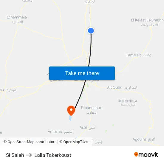 Si Saleh to Lalla Takerkoust map