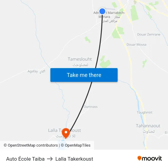 Auto École Taiba to Lalla Takerkoust map