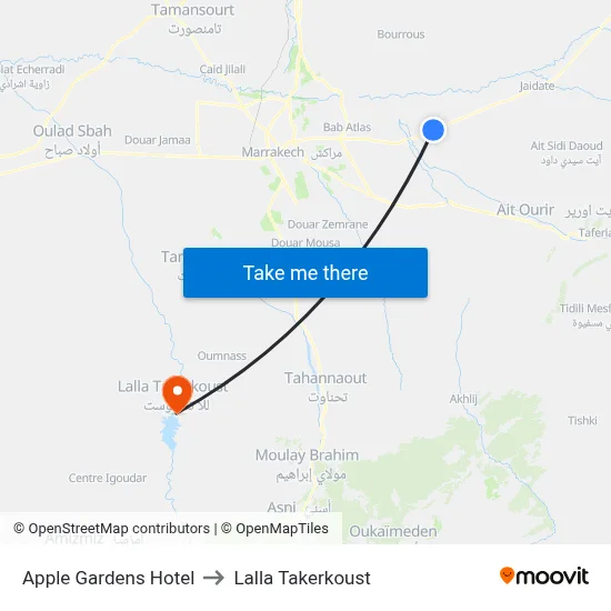 Apple Gardens Hotel to Lalla Takerkoust map