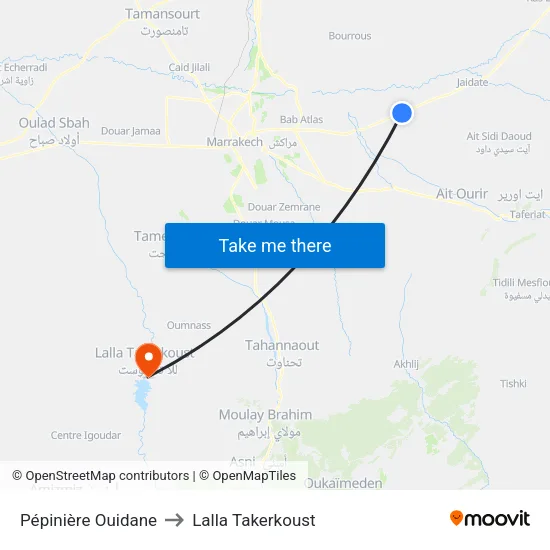 Pépinière Ouidane to Lalla Takerkoust map