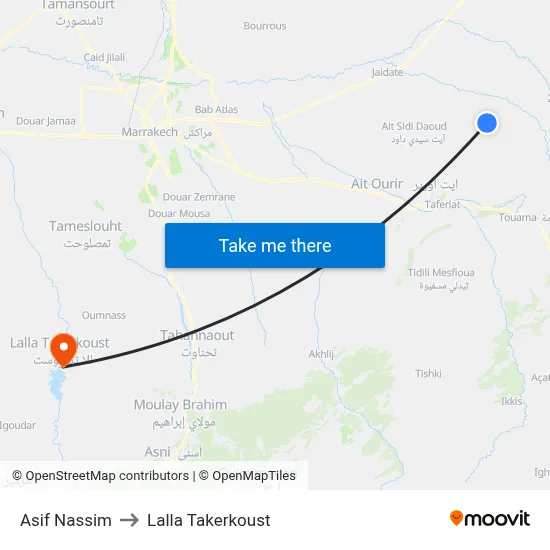 Asif Nassim to Lalla Takerkoust map