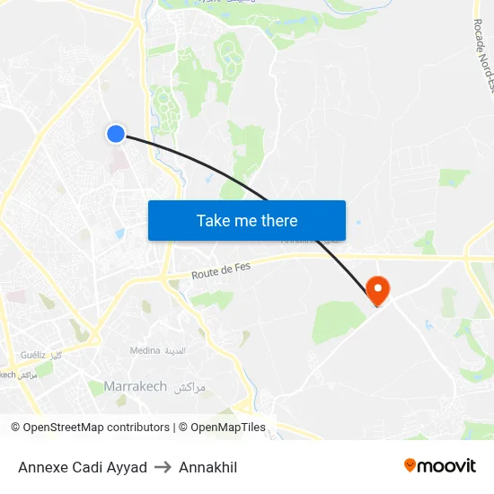 Annexe Cadi Ayyad to Annakhil map