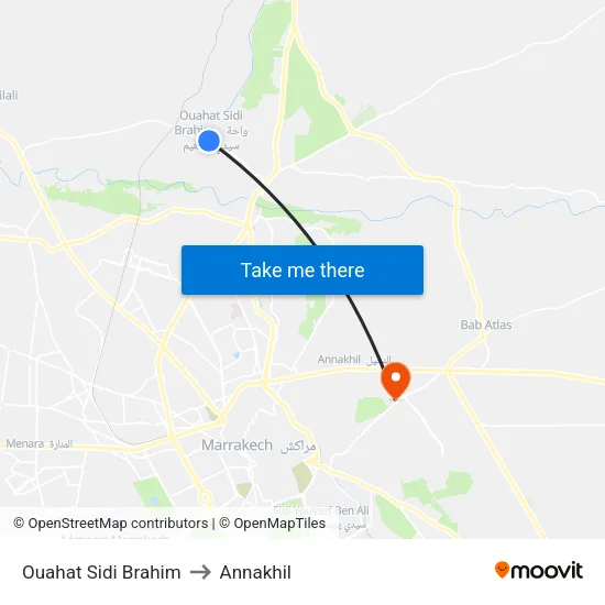 Ouahat Sidi Brahim to Annakhil map