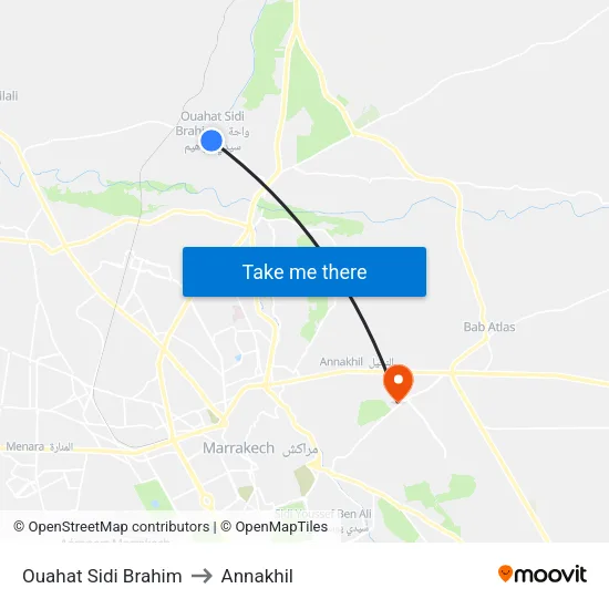 Ouahat Sidi Brahim to Annakhil map