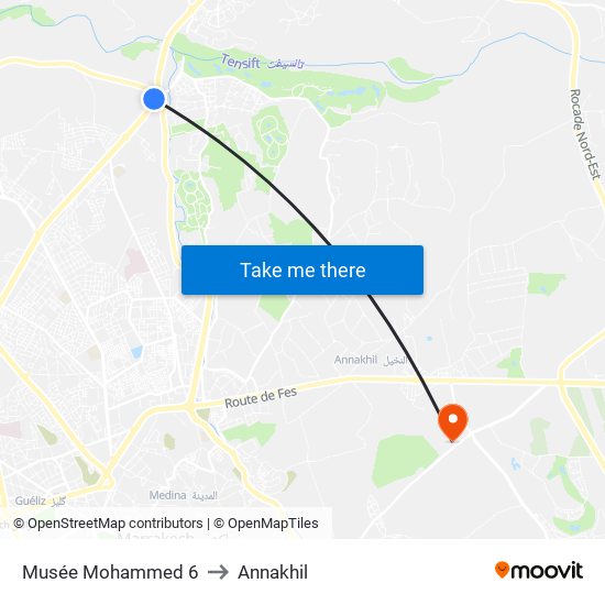Musée Mohammed 6 to Annakhil map