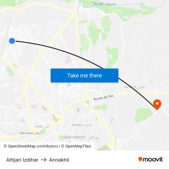 Attijari Izdihar to Annakhil map